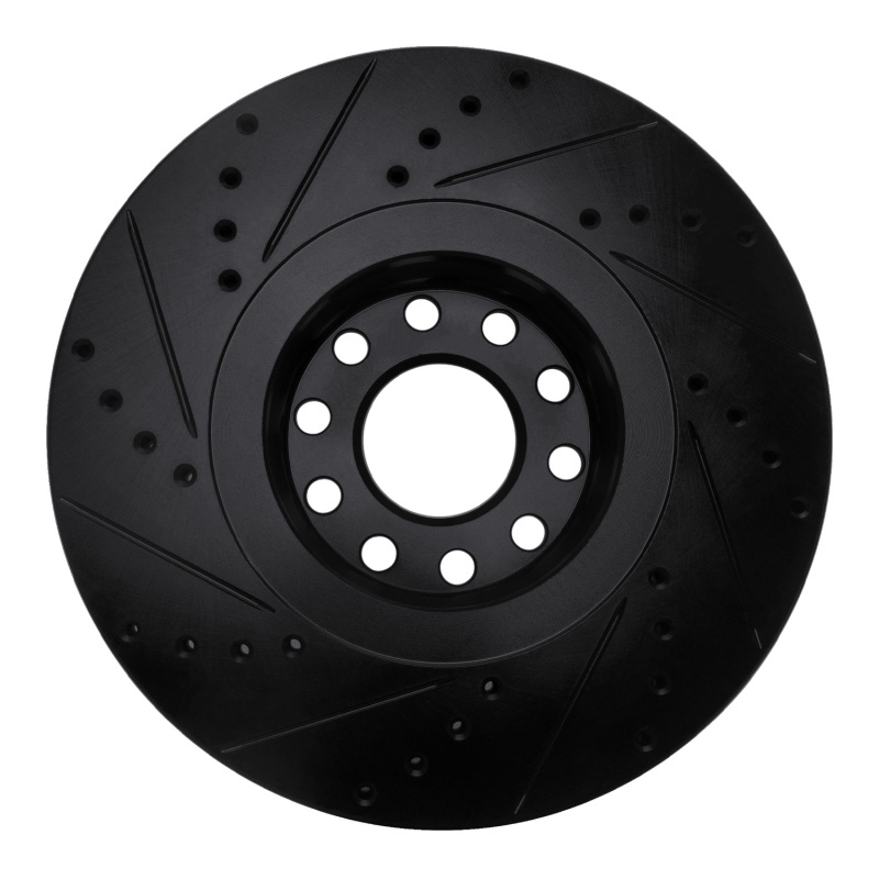 Volkswagen Passat Brake Rotor (1) - Front Right - R1 Concepts - Drilled & Slotted - Black - `02-`05